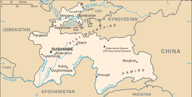Map of Tajikistan